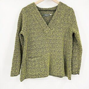Willow Green Lagenlook Made in USA Pocket Sweater Size Small V-Neck